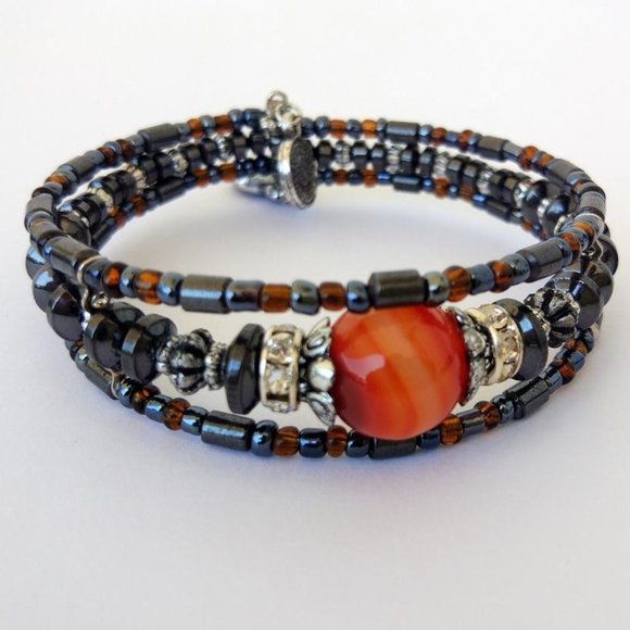 Agate Stone Watch Type Bracelet Hand Made - Picture 1 of 4